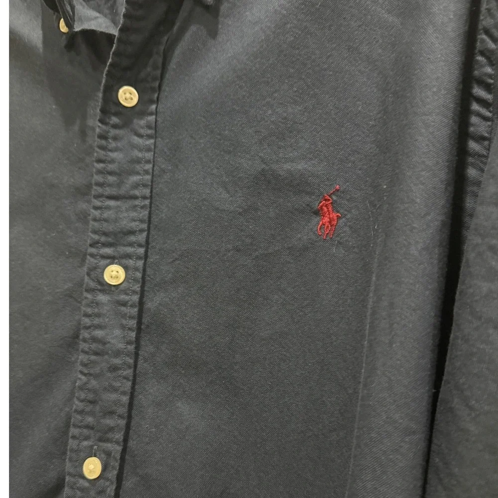 Polo Ralph Lauren Mens XL Classic Fit Navy Blue Cotton Button Down Shirt